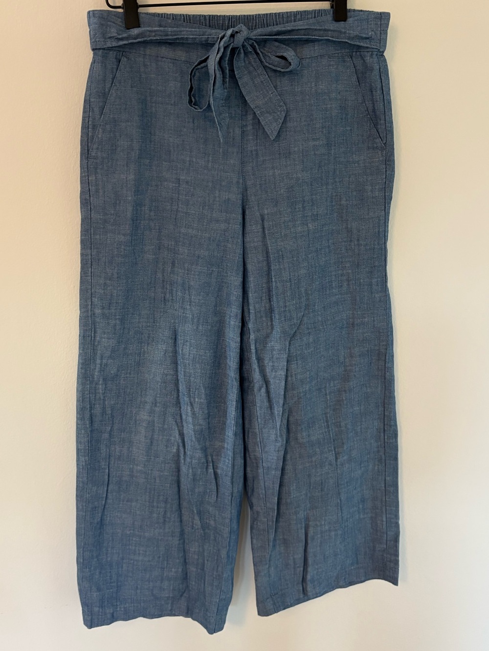 J. Crew Chambray Wide-Leg Tie-Waist Pants